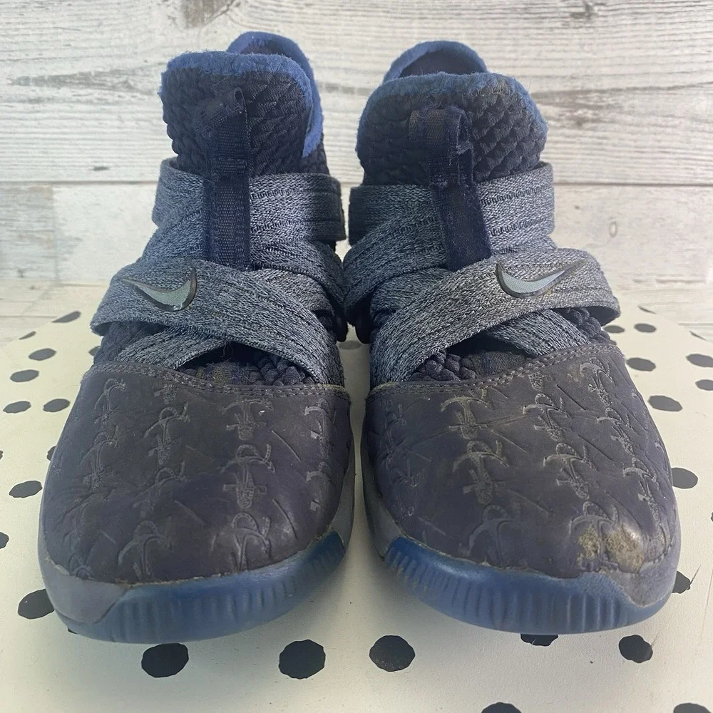 Nike Lebron Soldier 12 Anchor Shoes Boys 3.5Y Blue Basketball Athletic Sneakers